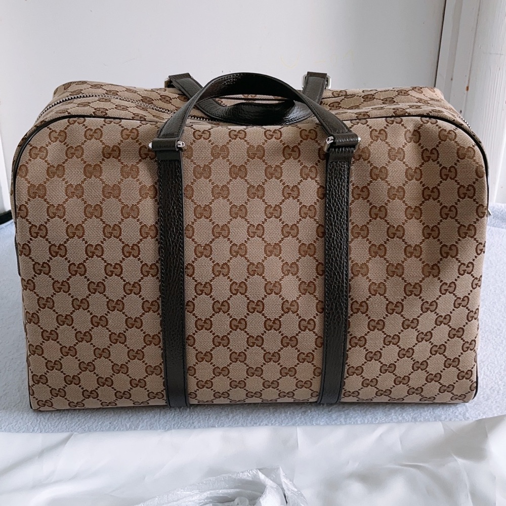 Gucci Luggage GG Guccissiama Monogram Canvas Boston Carry On Duffle Travel Bag - Picture 2 of 16